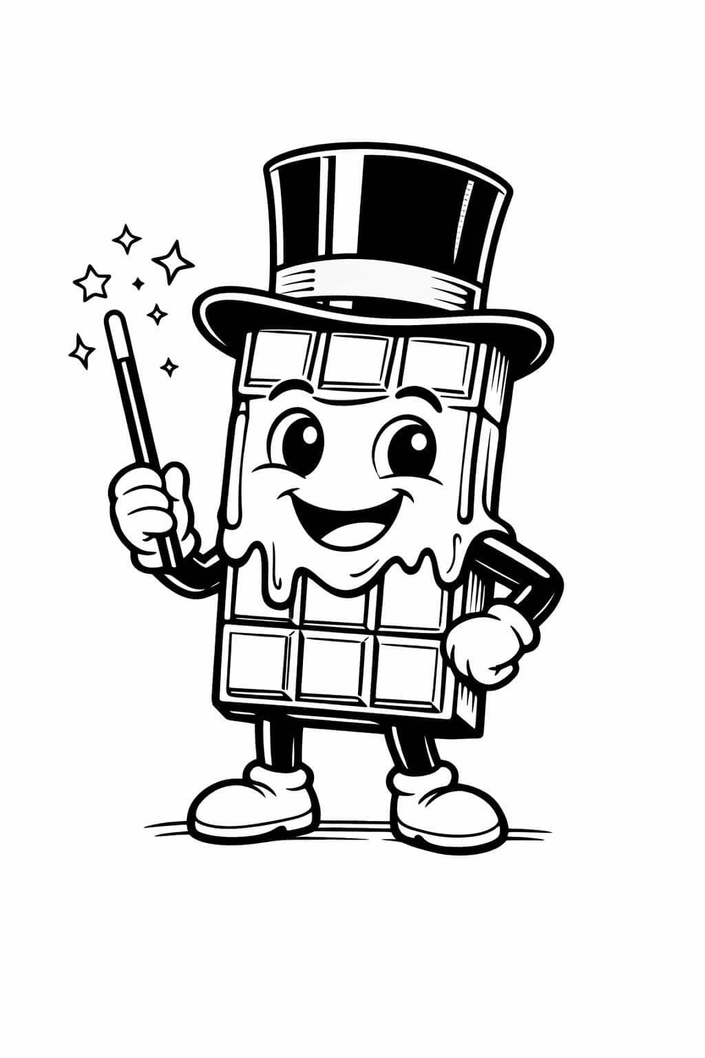 Schokolade mit Zylinderhut Ausmalbild