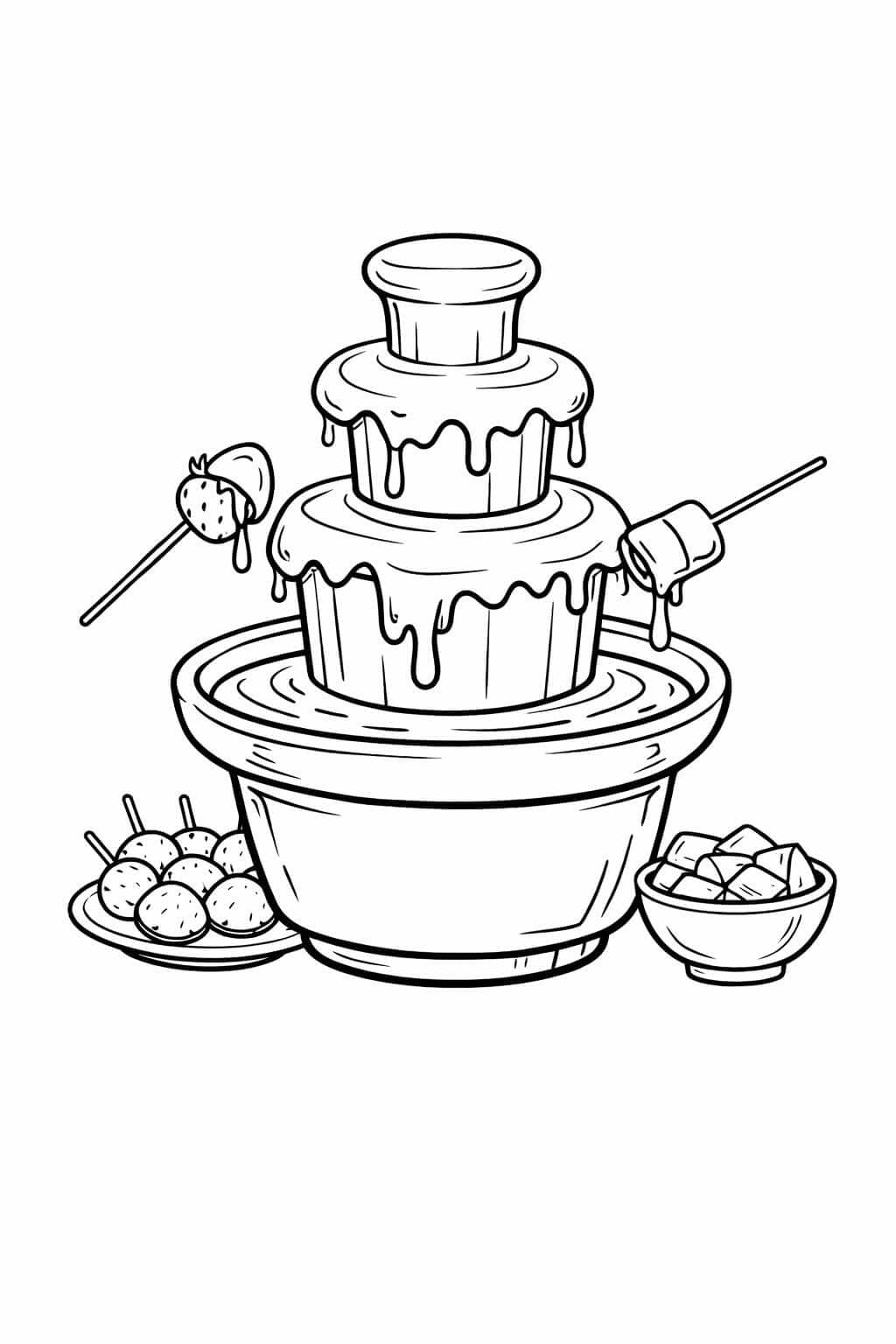Schokoladenbrunnen Ausmalbild