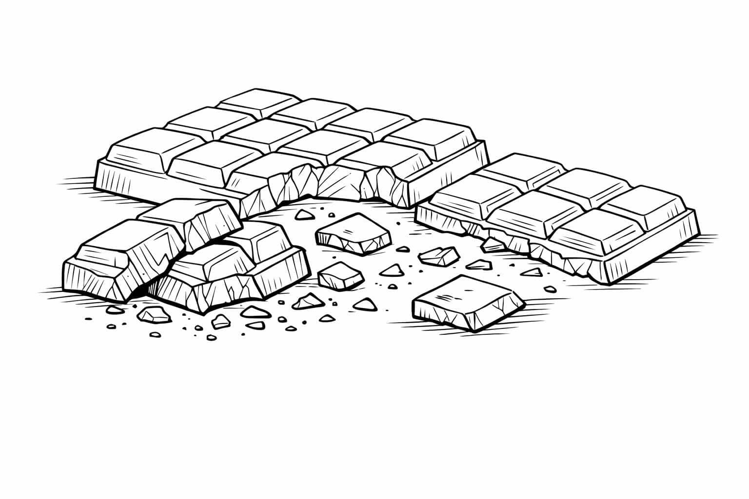 Zerbrochene Schokoladenstücke Ausmalbild