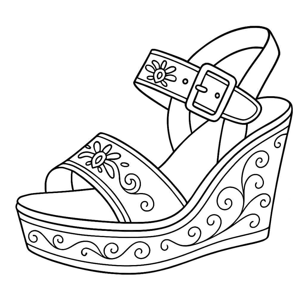 Damen Plateau Schuh Ausmalbild