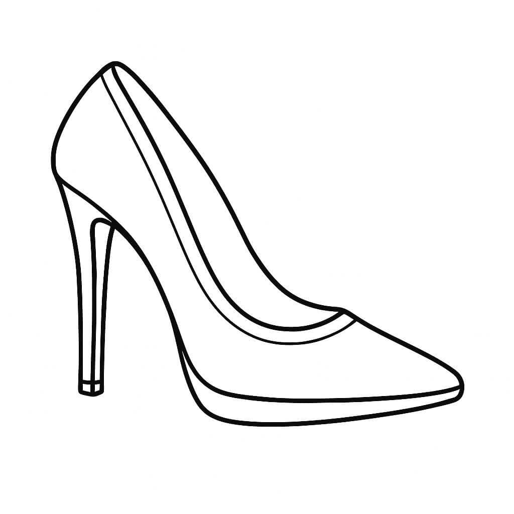 Damen Schuh mit hohem Absatz Ausmalbild