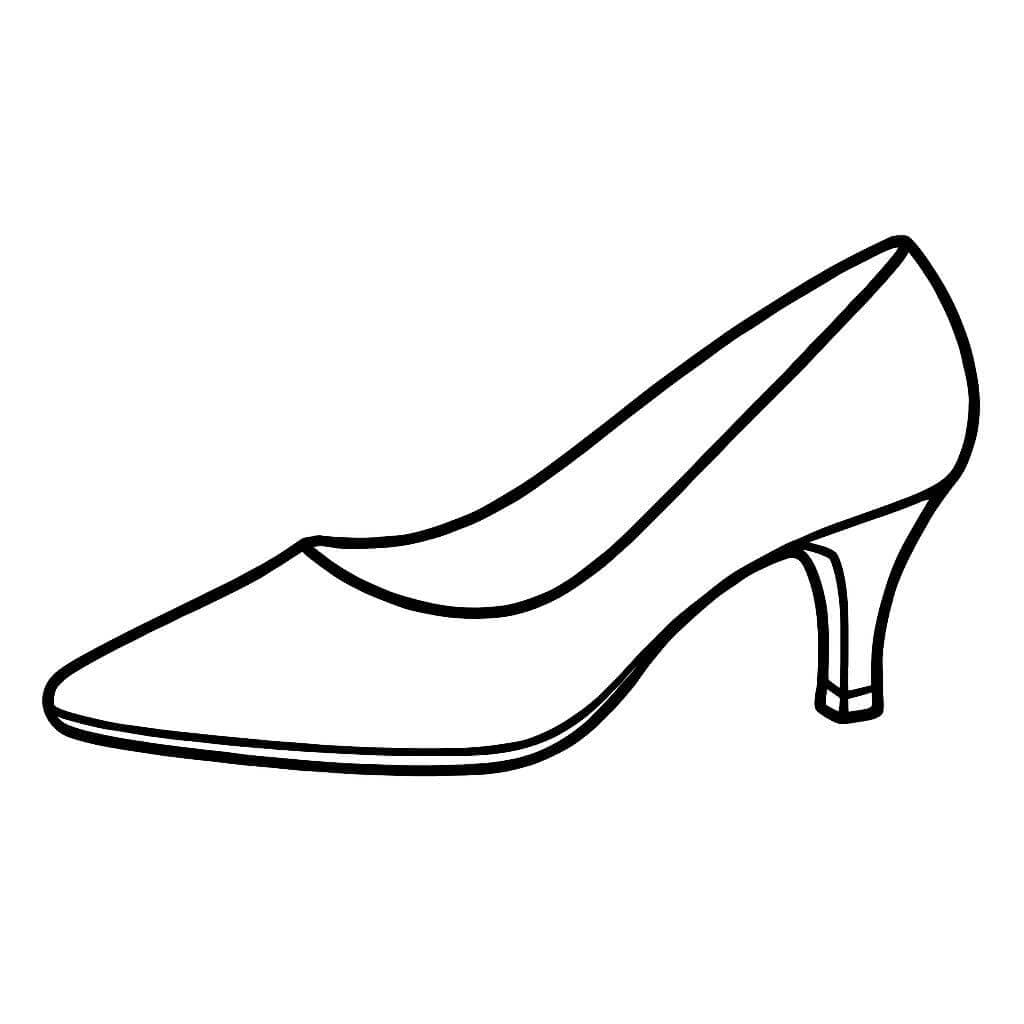 Damen Schuh mit niedrigem Absatz Ausmalbild