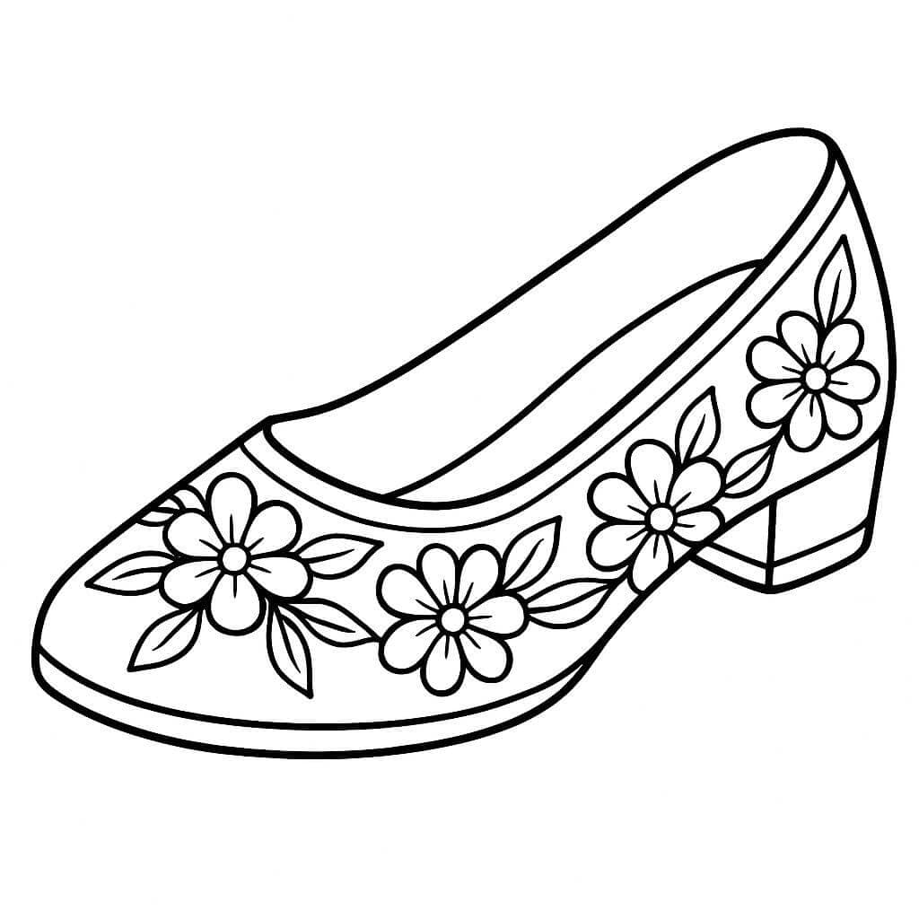 Schuh mit Blumen Ausmalbild