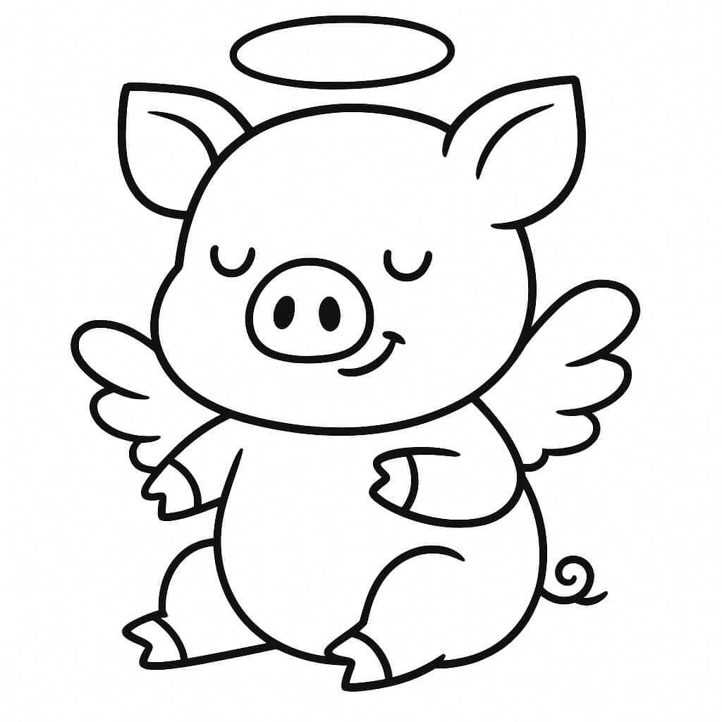 Engel-Schwein Ausmalbild