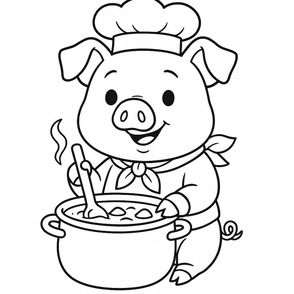 Koch-Schwein Ausmalbild