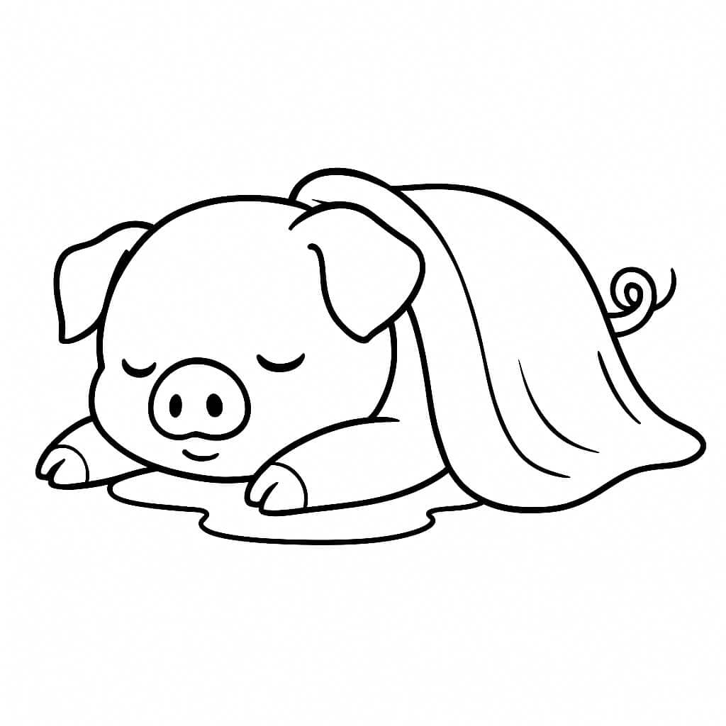 Schlafendes Schwein Ausmalbild