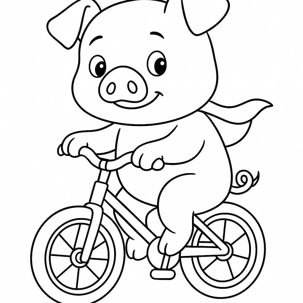 Schwein fährt Fahrrad Ausmalbild