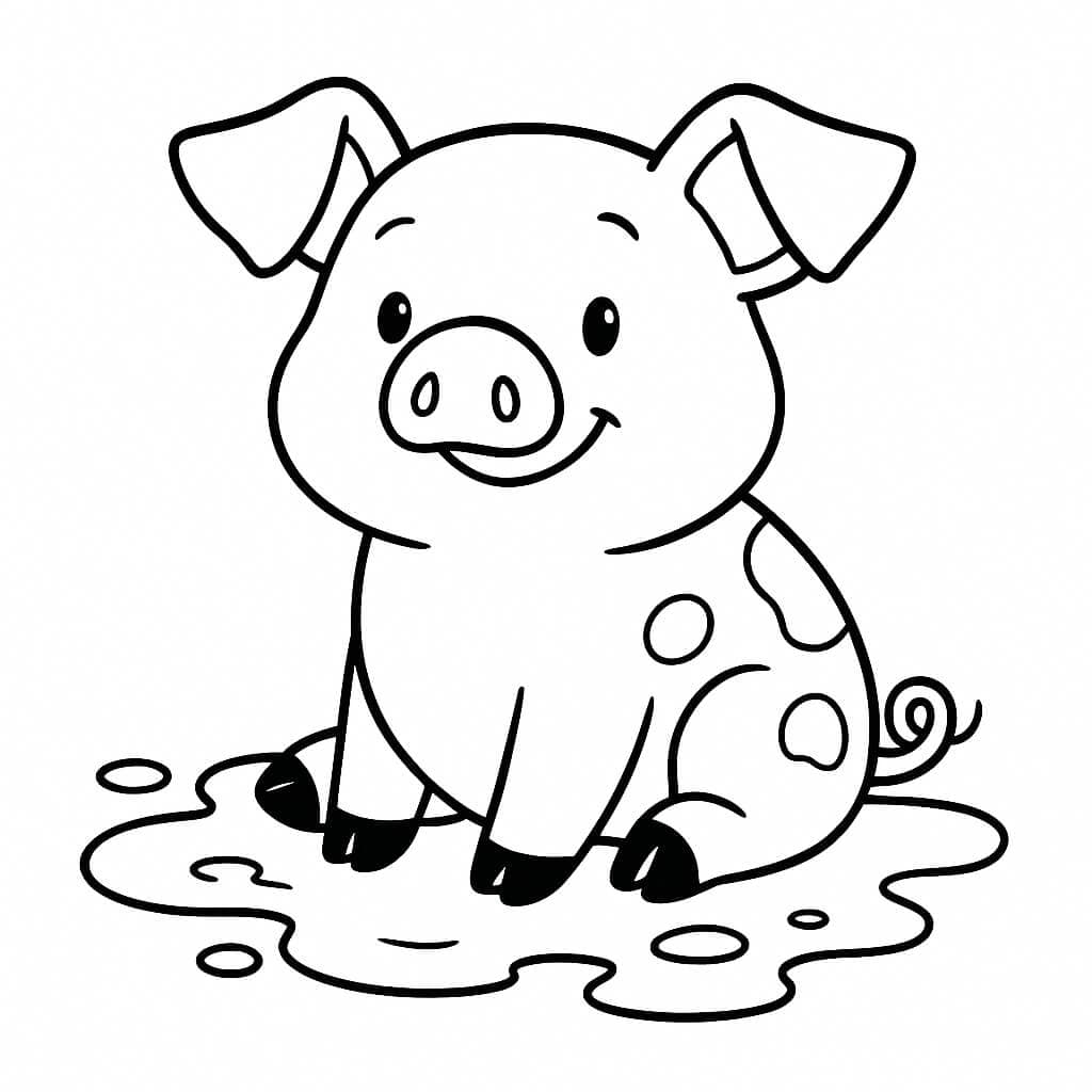 Schwein im Schlamm Ausmalbild