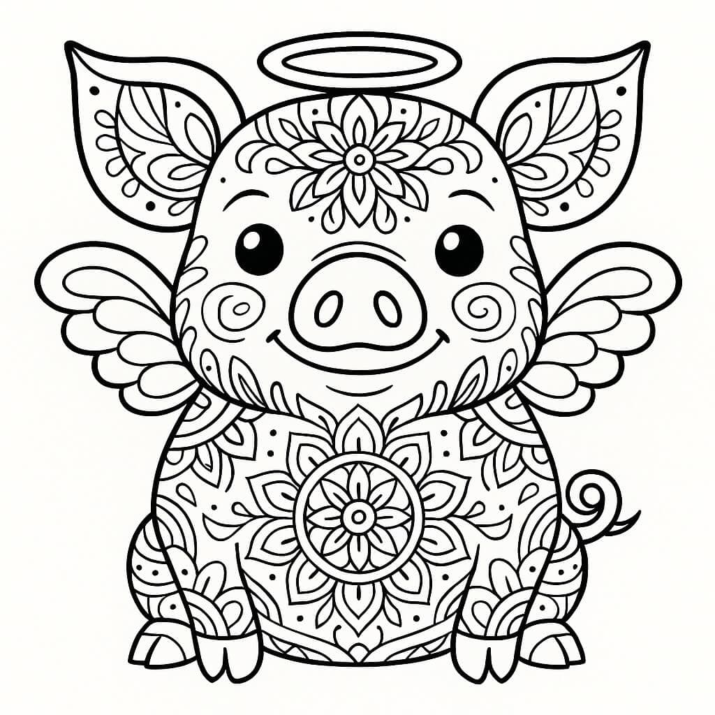 Schwein Mandala Ausmalbild