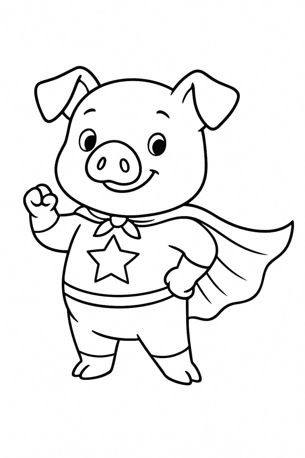 Superheld-Schwein Ausmalbild
