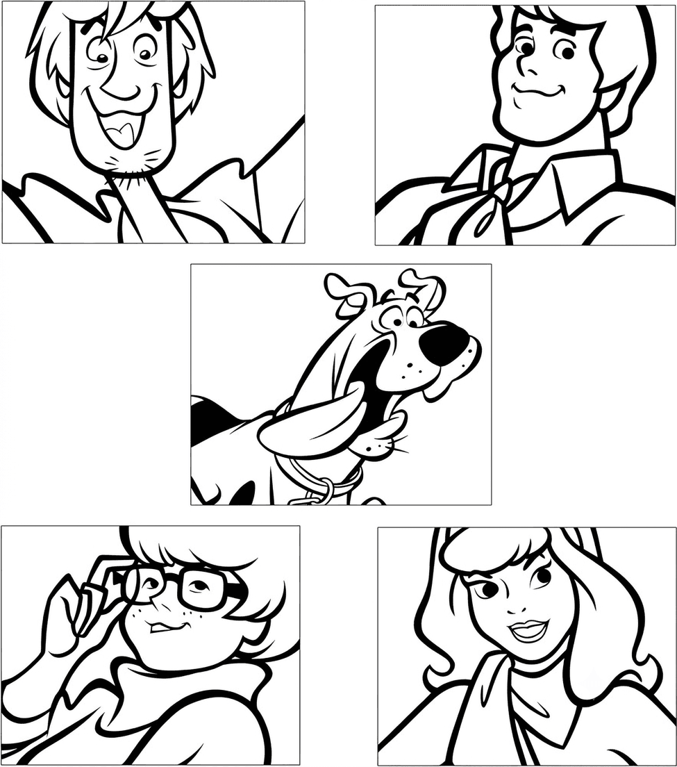 Scooby-Doo mehrere Charaktere Ausmalbild
