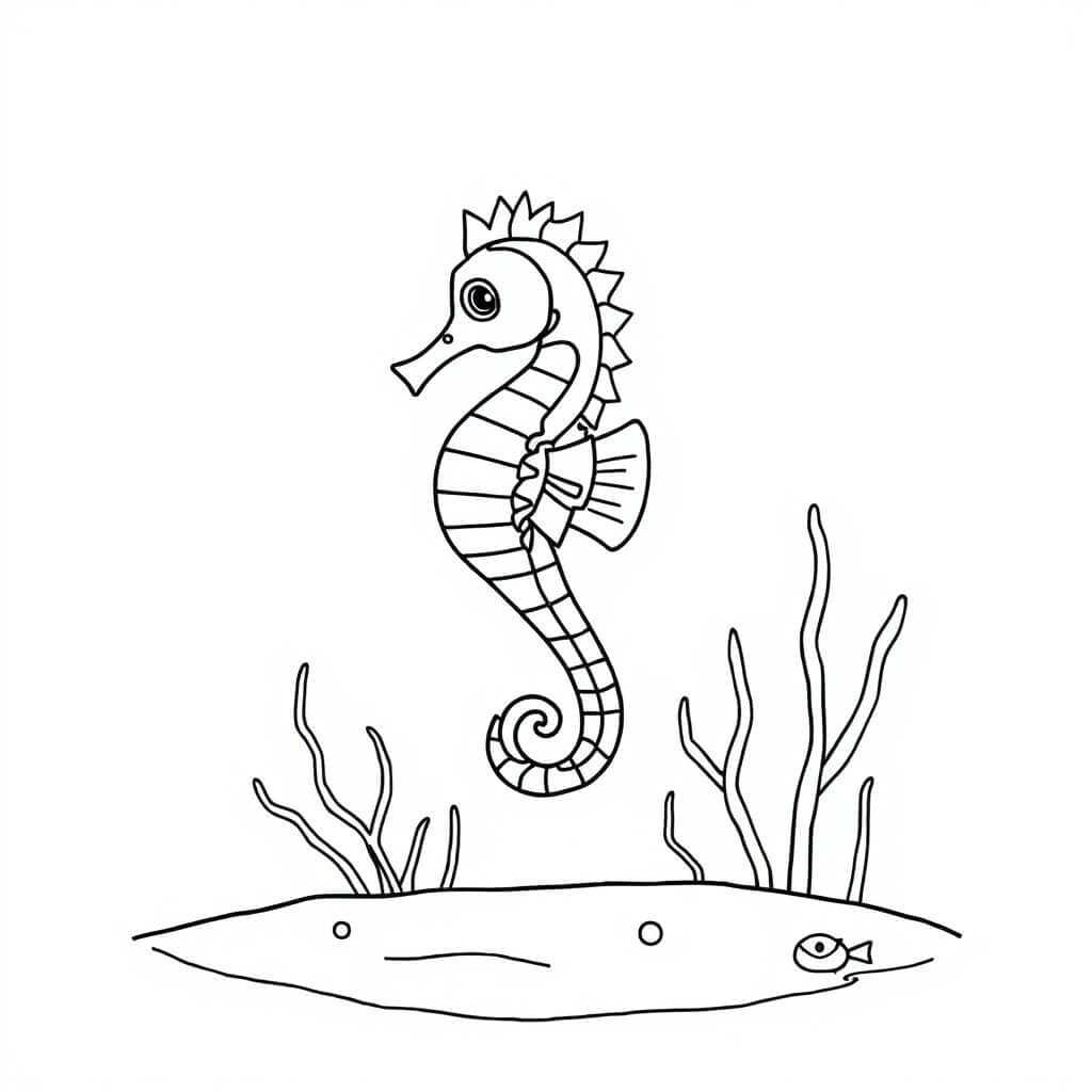 Seepferdchen am Meeresgrund Ausmalbild