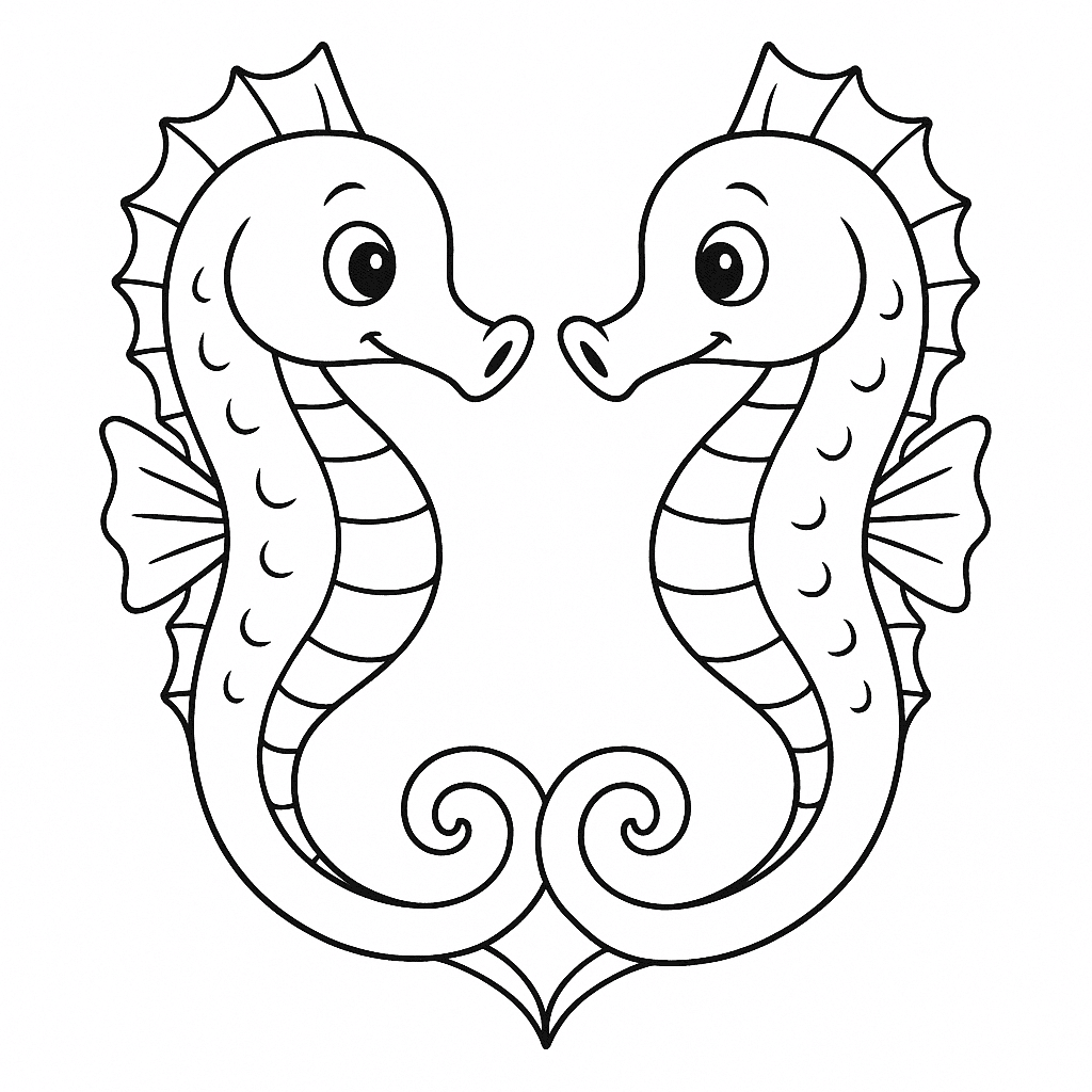 Seepferdchen-Gruppe Ausmalbild
