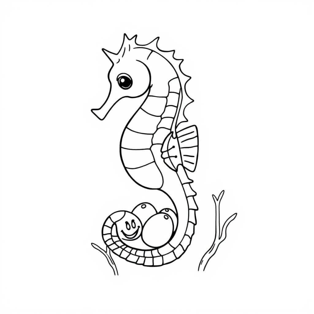 Seepferdchen mit Eiern Ausmalbild
