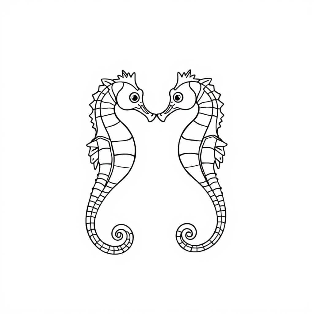 Zwei Seepferdchen Ausmalbild