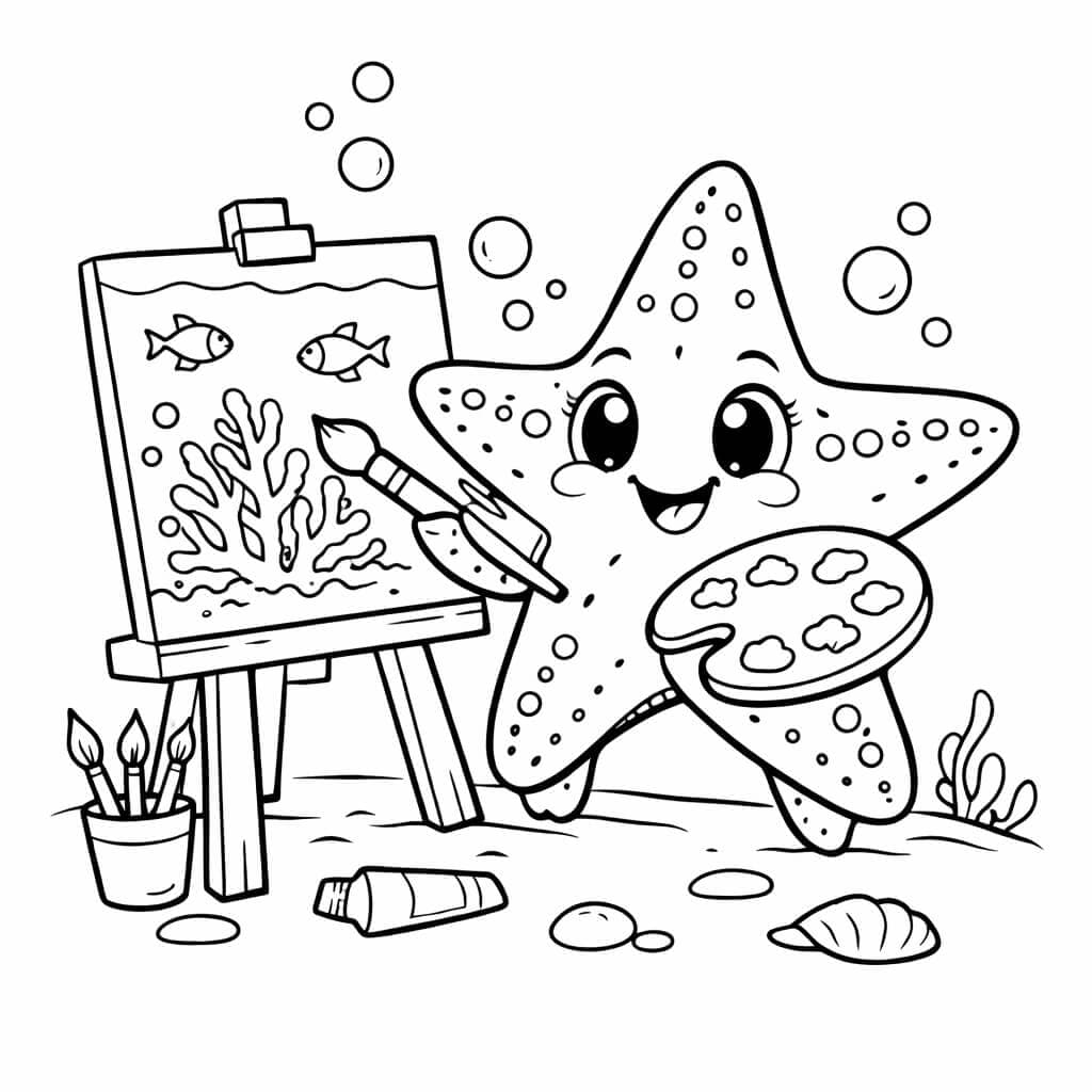 Seestern als Maler Ausmalbild