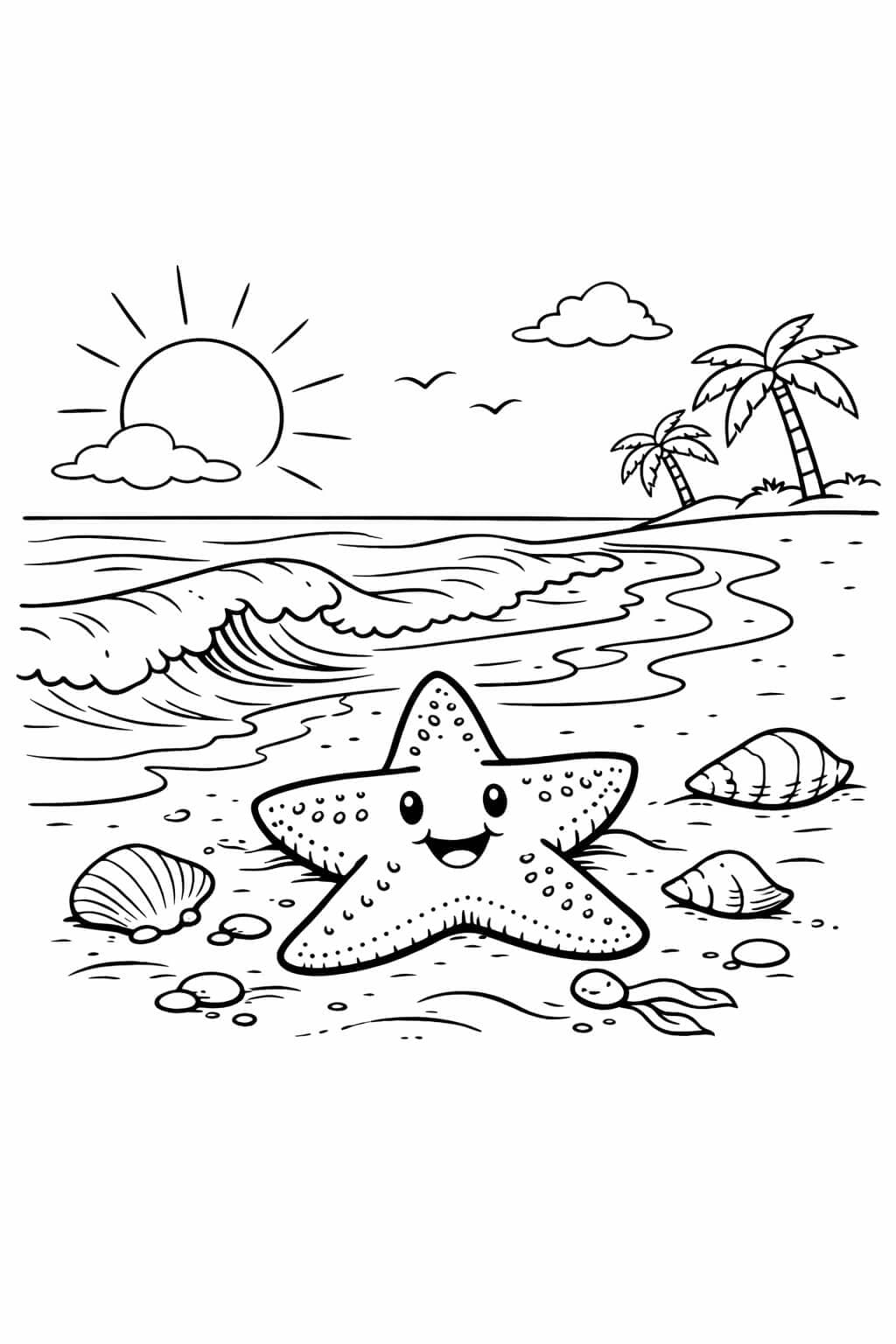 Seestern am Strand Ausmalbild