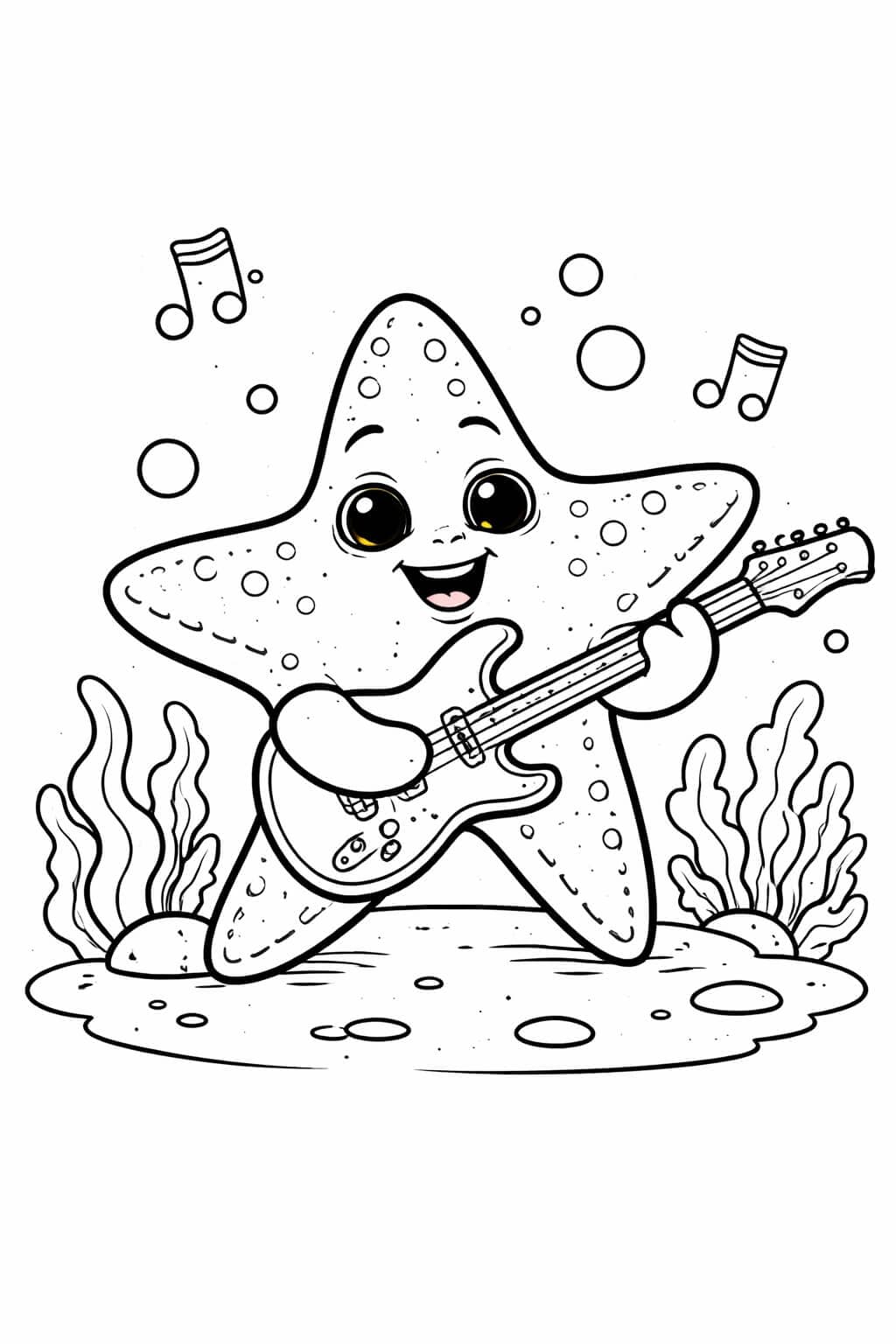 Seestern Gitarrist Ausmalbild