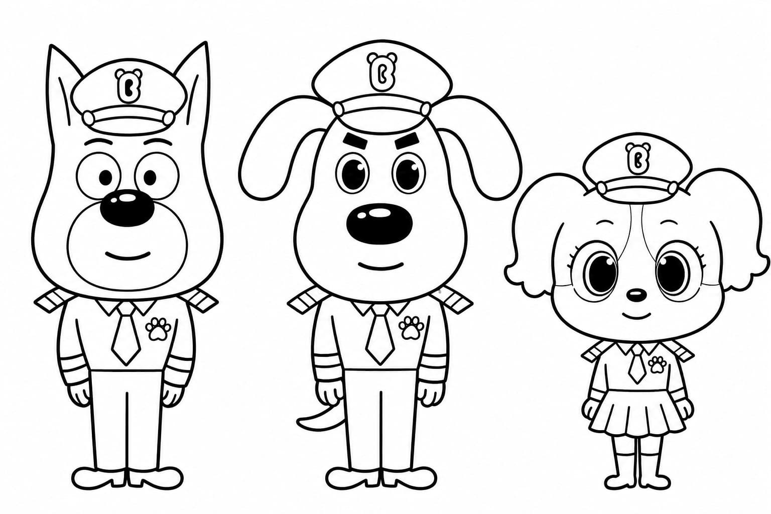 Dobie, Sheriff Labrador und Papillon – Ausmalbild