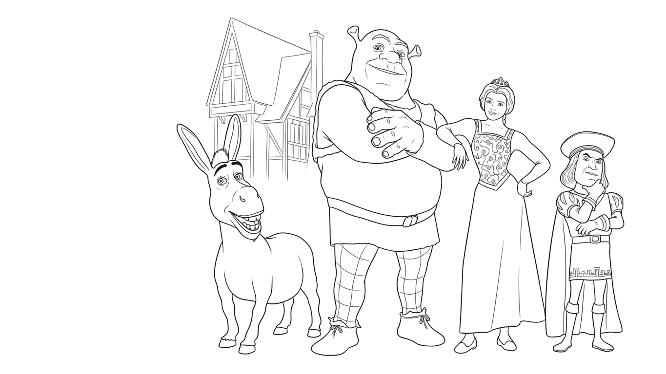 Shrek Charaktere Ausmalbild