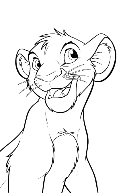 Fröhlicher Simba Ausmalbild