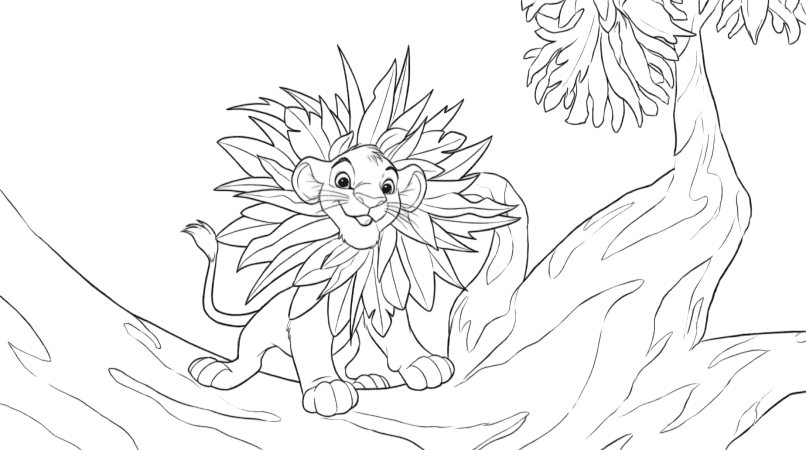 Simba mit Halskette Ausmalbild