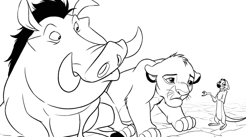 Simba, Timon und Pumbaa Ausmalbild