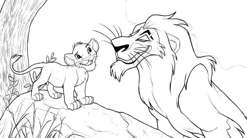 Simba und Scar Ausmalbild