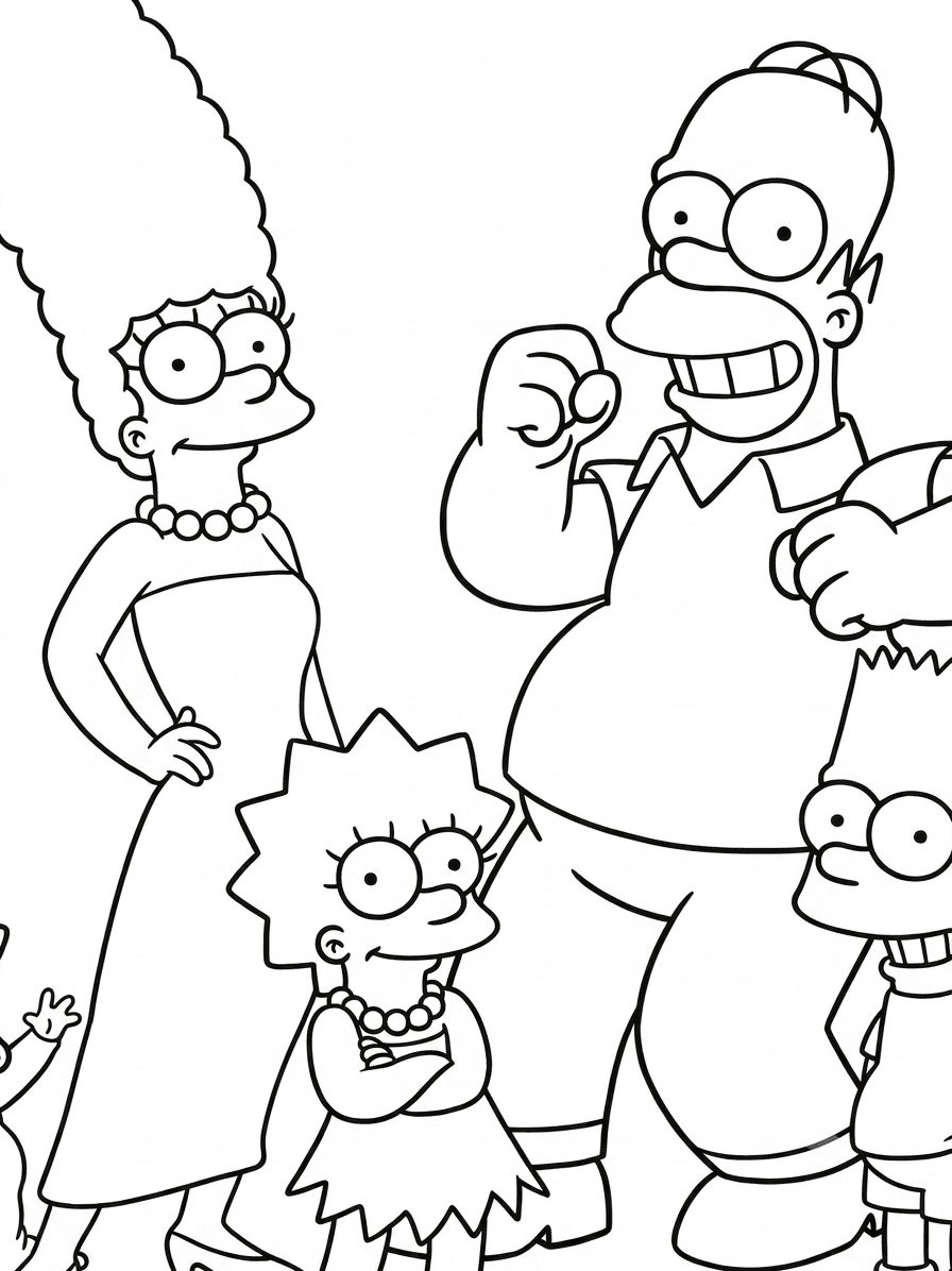 Homer, Lisa, Bart und Marge Ausmalbild