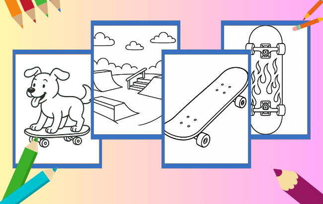 Skateboard Ausmalbilder