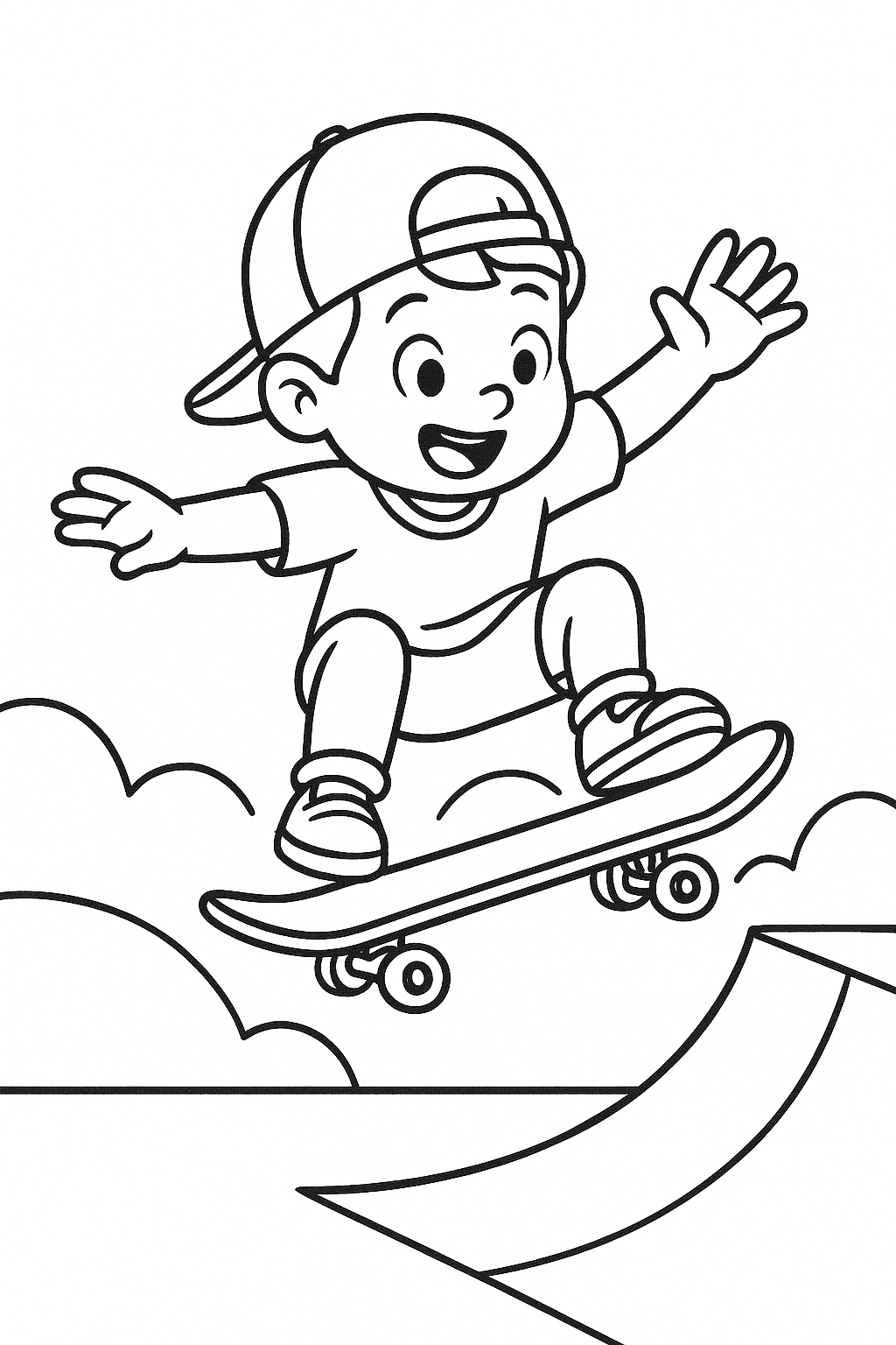 Person fährt Skateboard Ausmalbild