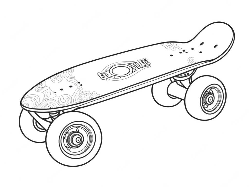 Skateboard mit großen Rädern Ausmalbild