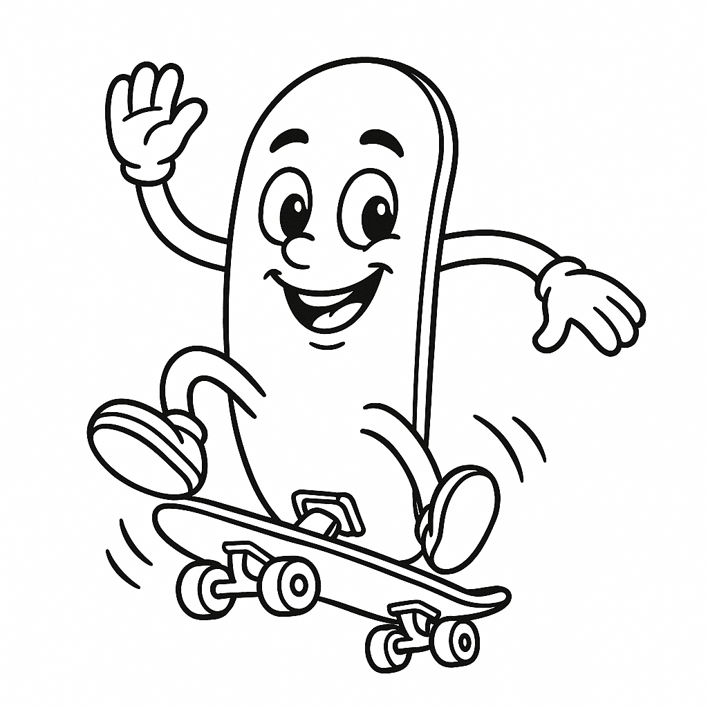 Skateboarder in Bewegung Ausmalbild