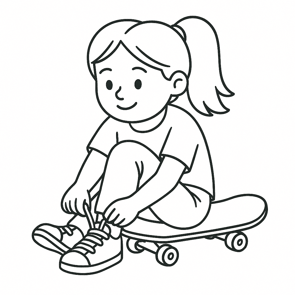 Skater Mädchen Ausmalbild