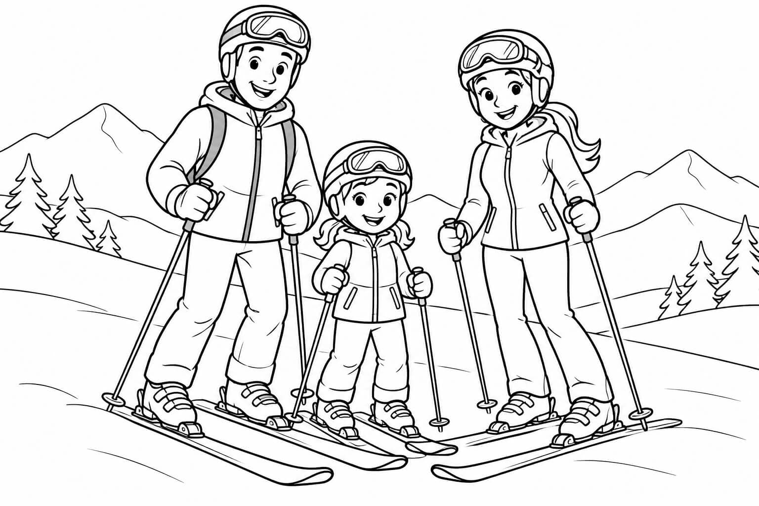 Familie beim Skifahren