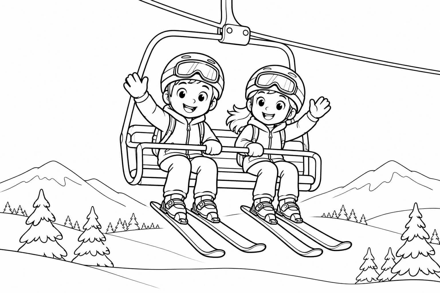 Kinder am Skilift