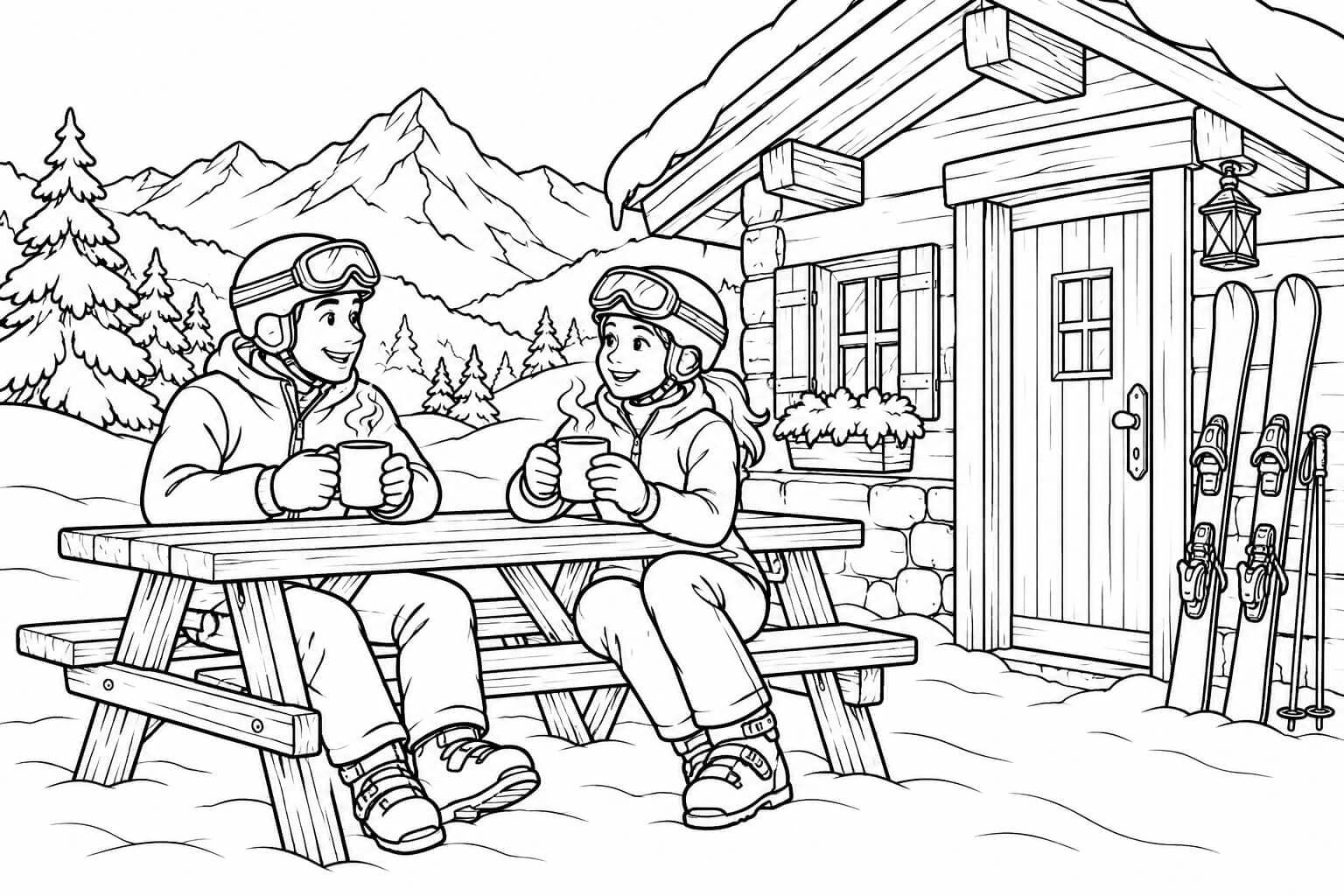 Pause an der Skihütte