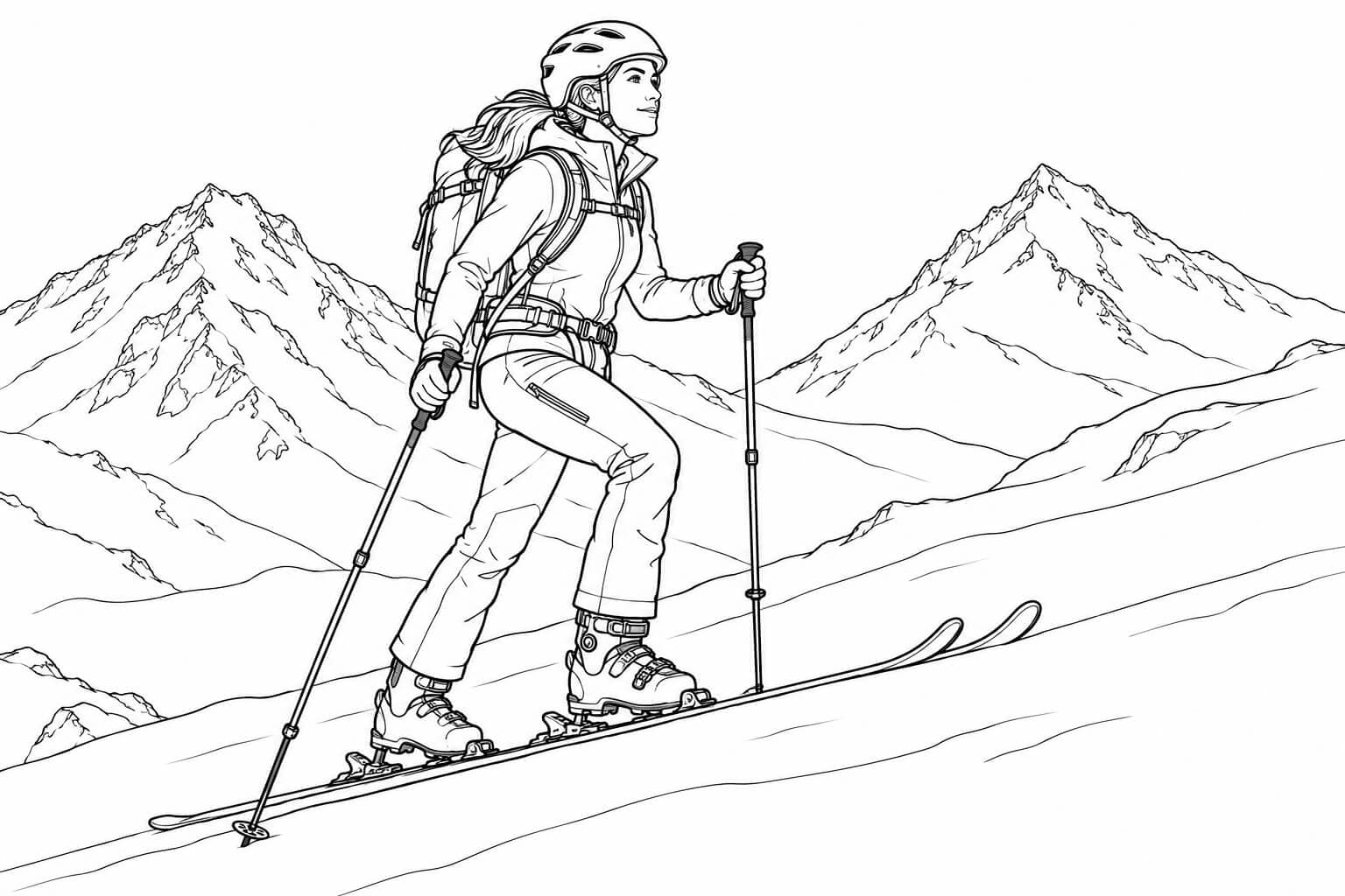 Realistische Skitour in den Bergen