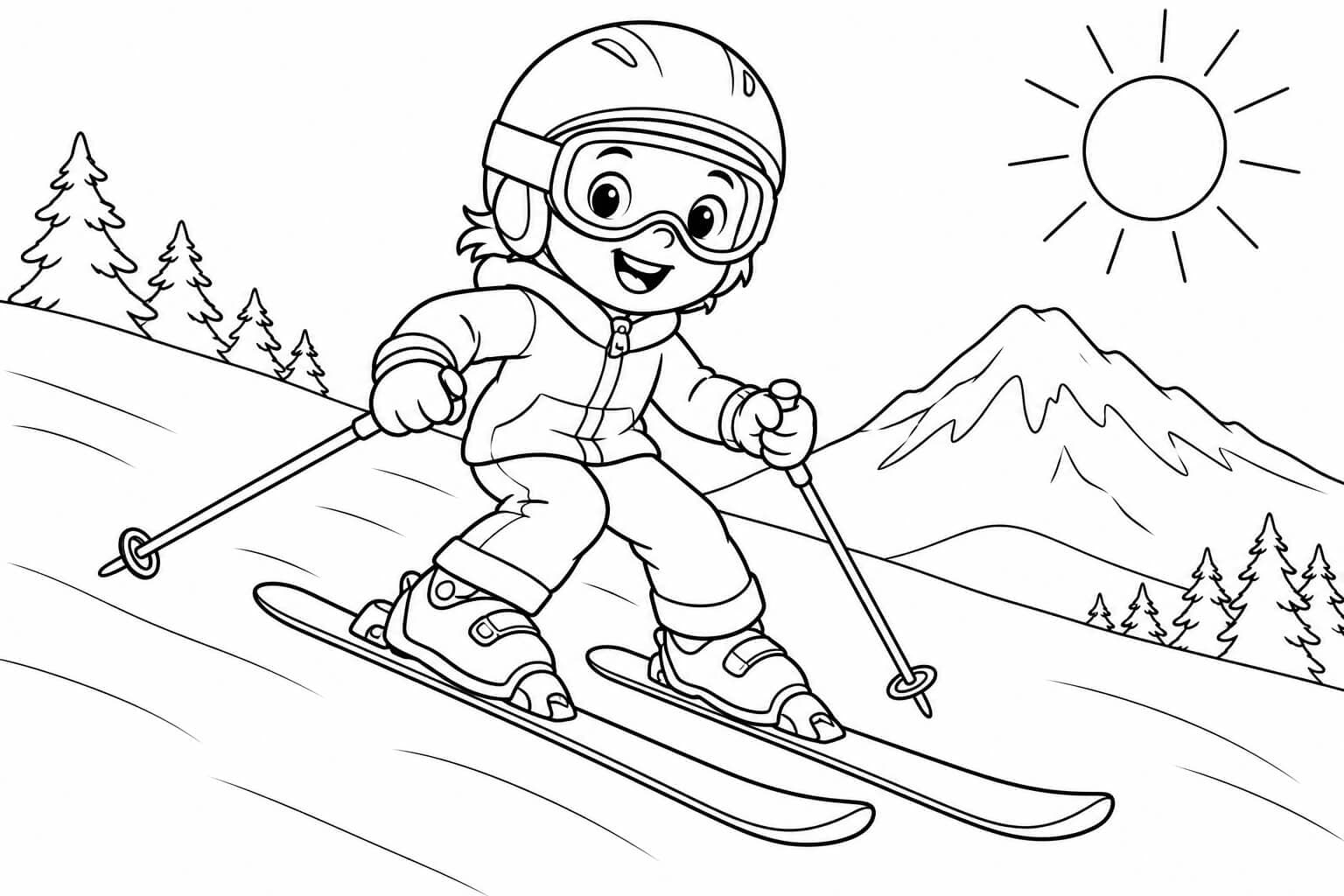 Skifahren Ausmalbild