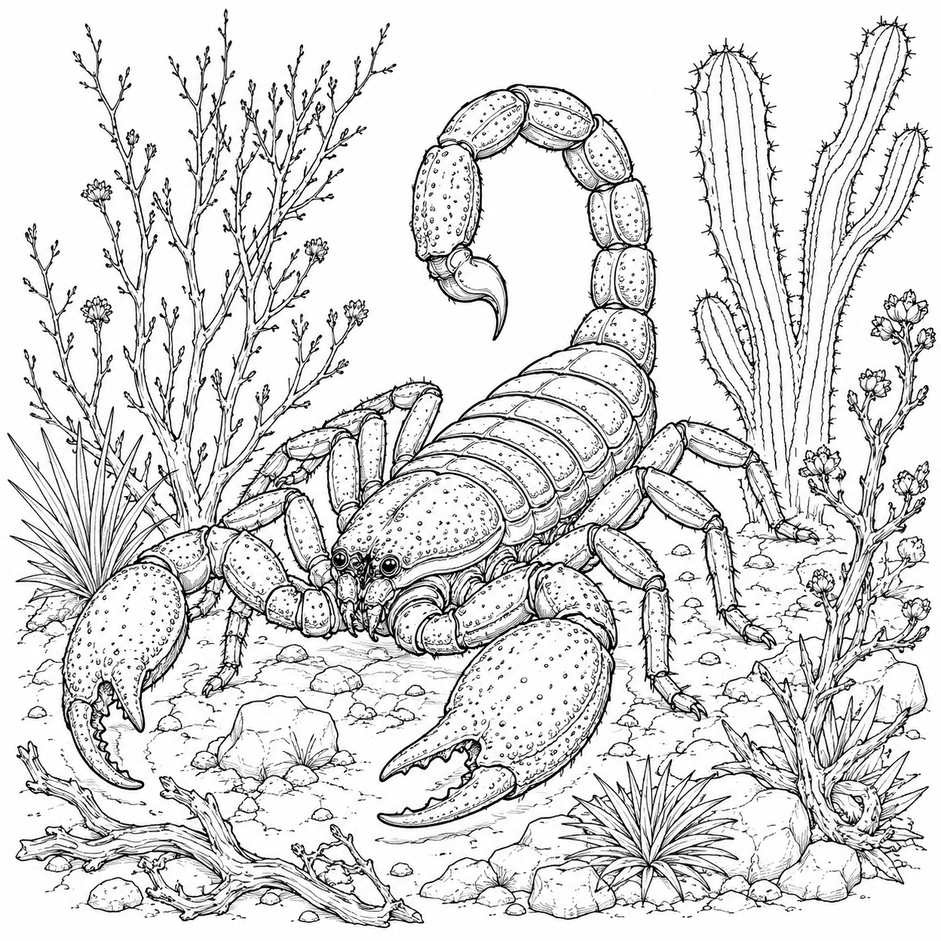 Detaillierter Skorpion Ausmalbild