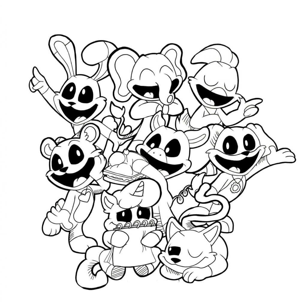 Smiling Critters Charaktere Ausmalbild