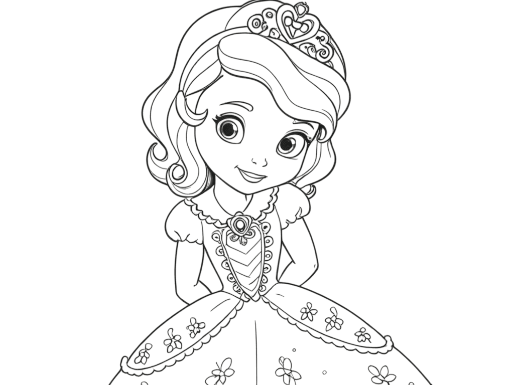 Prinzessin Sofia mit schönem Kleid Ausmalbild