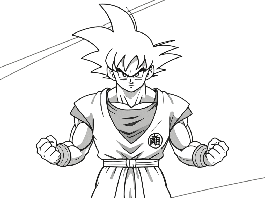Schwarz-Weiß Goku zum Ausmalen