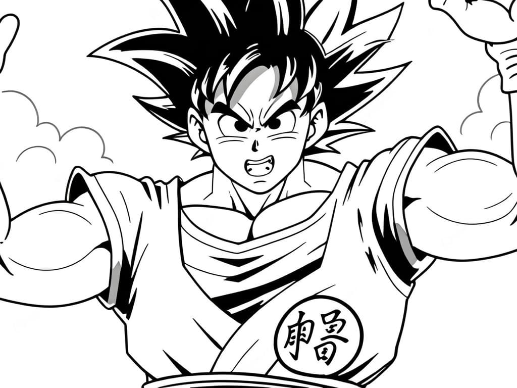 Zeichnung von Goku zum Malen
