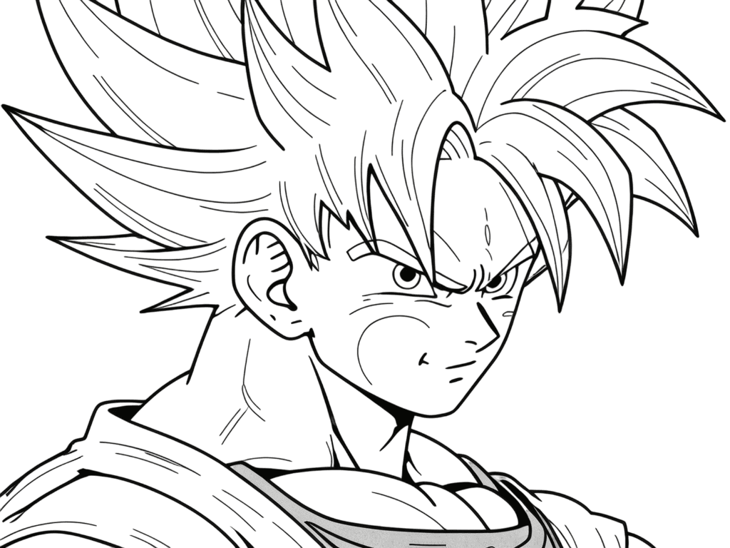 Lächelnder Goku zum Ausmalen