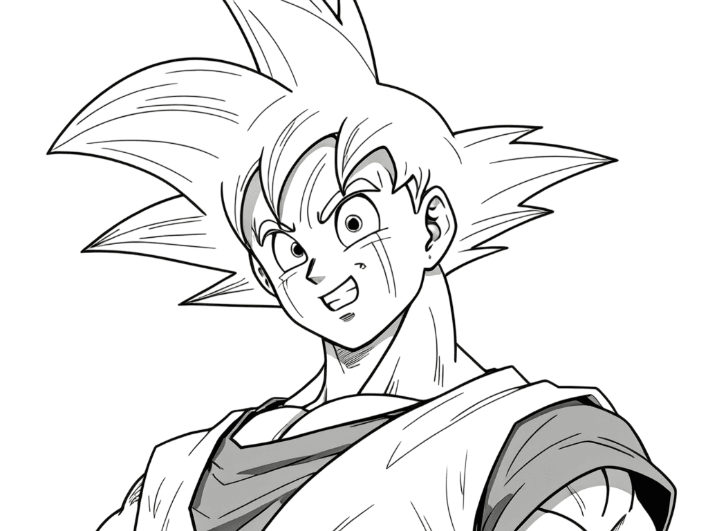 Kampfbereiter Goku zum Ausmalen