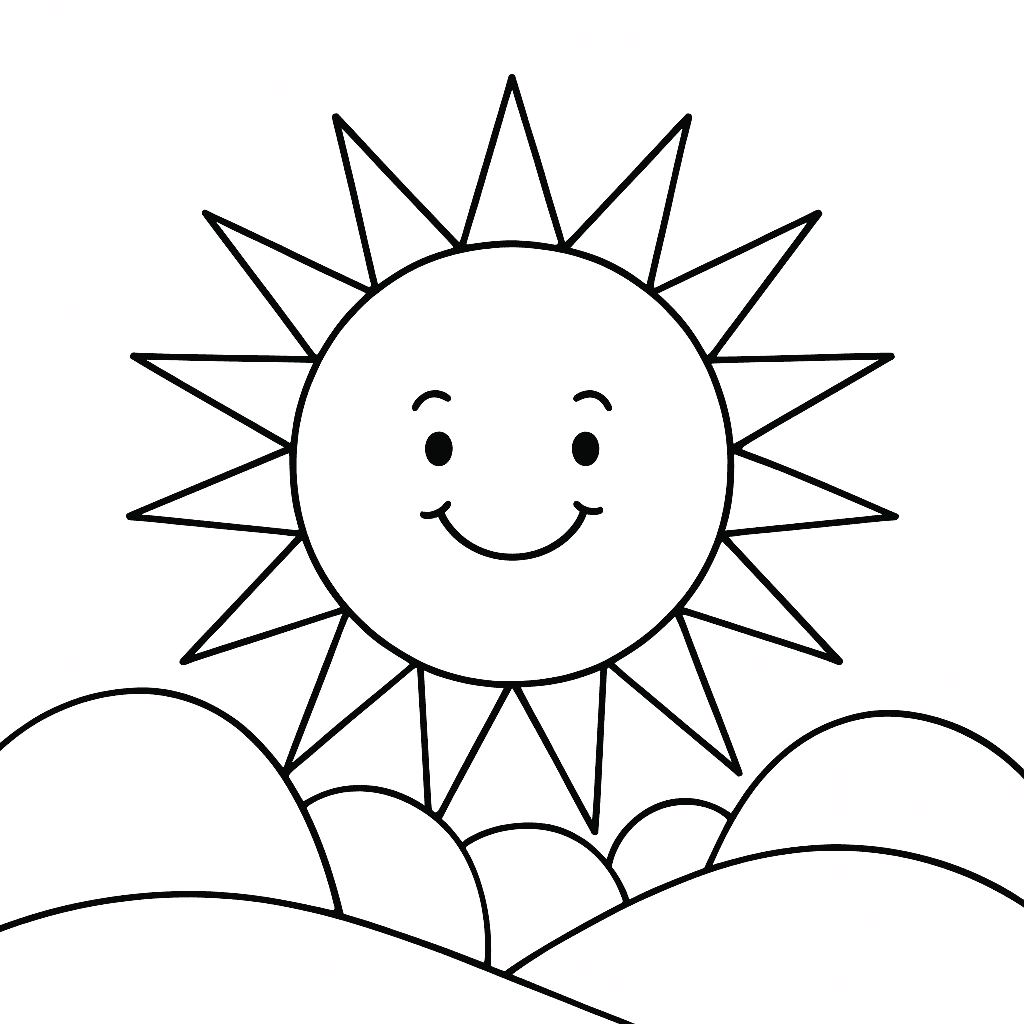 Aufgehende Sonne Ausmalbild