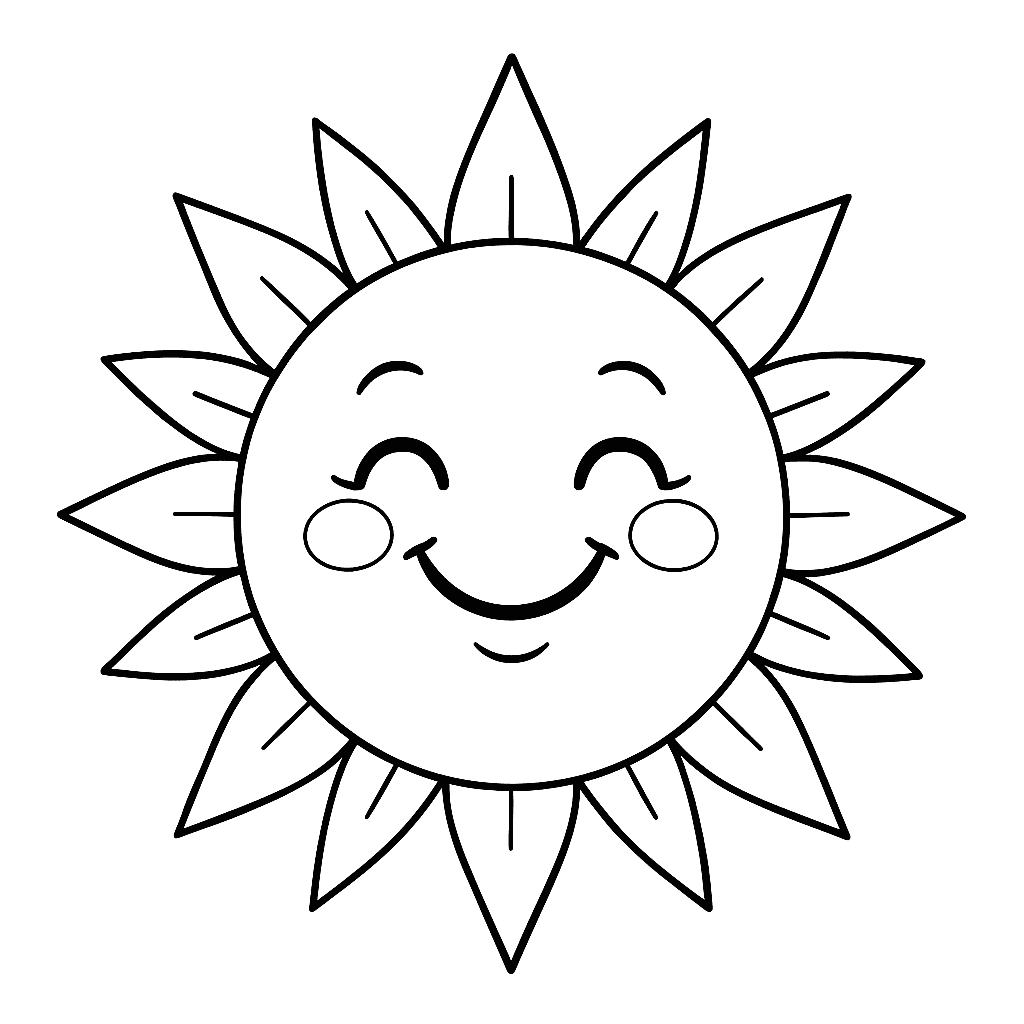 Lächelnde Sonne Ausmalbild