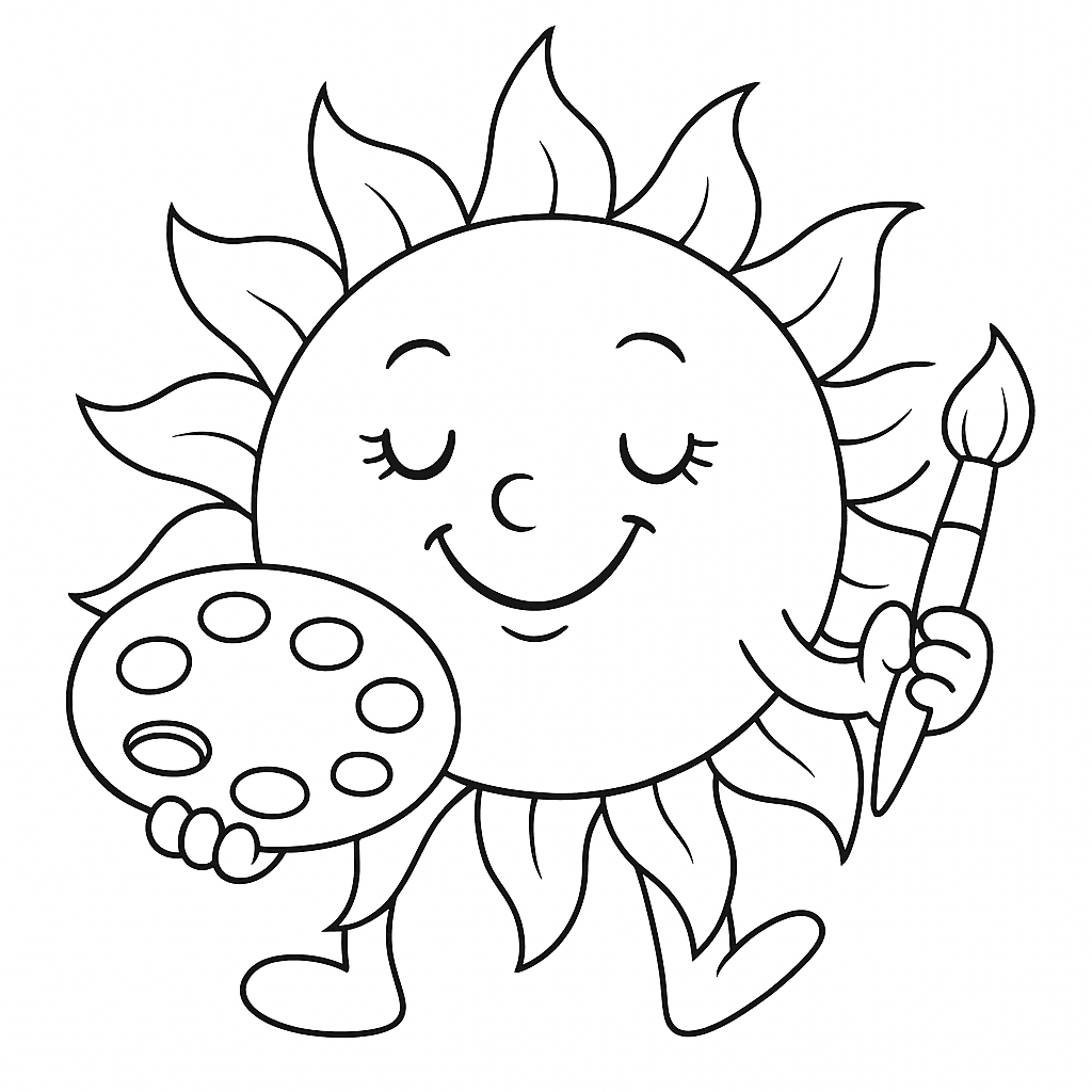 Malende Sonne Ausmalbild