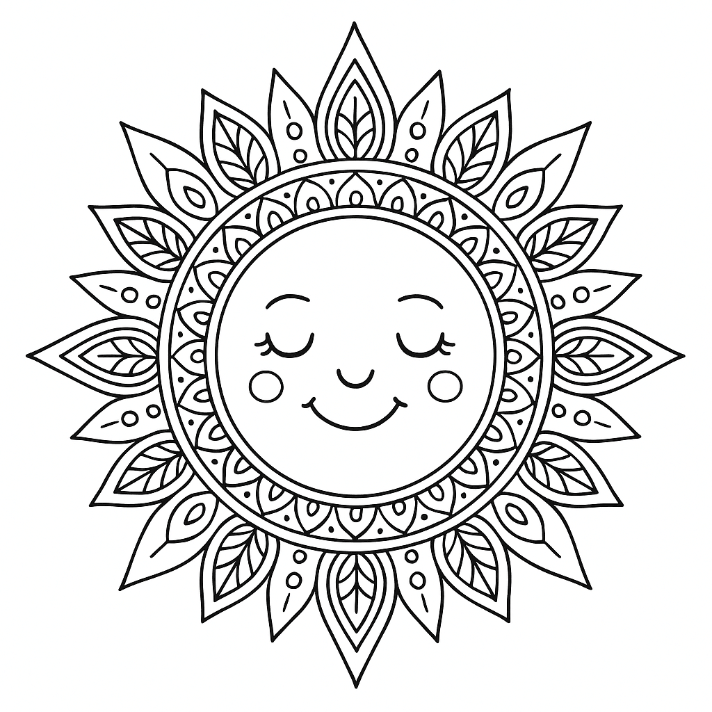 Sonne mit Brille Ausmalbild